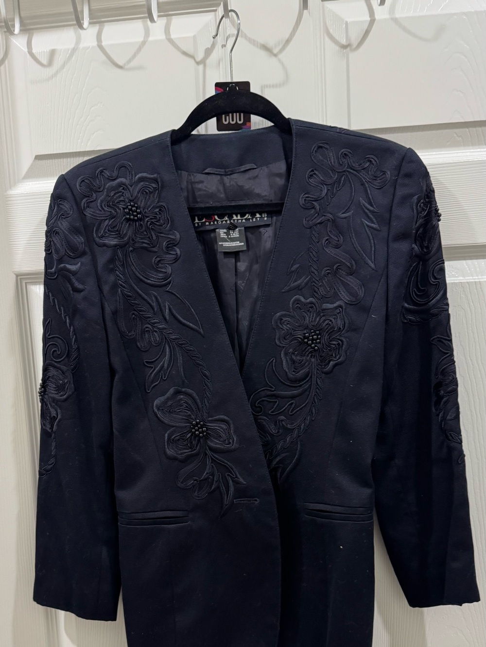 Vintage Escada  by Margaret’s Ley  Navy Embroidered V-Neck Jacket